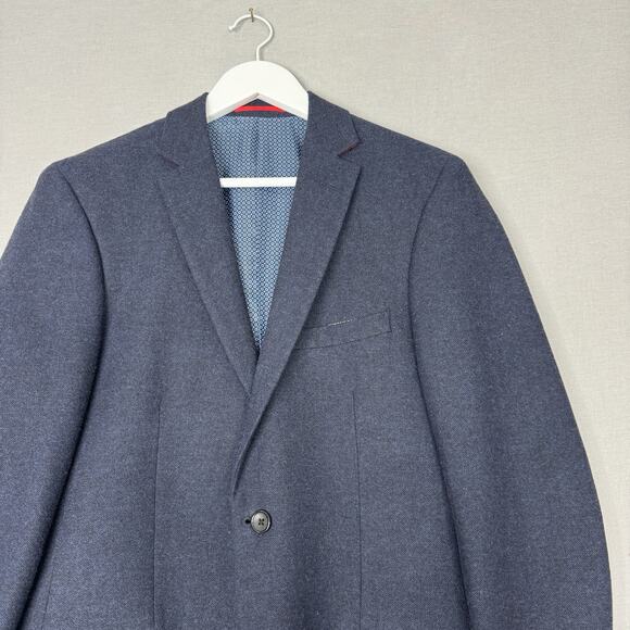 DoBell Mens Blazer UK 38R Blue Wool Tweed Slim Sport Coat Suit Jacket Career - Picture 2 of 12